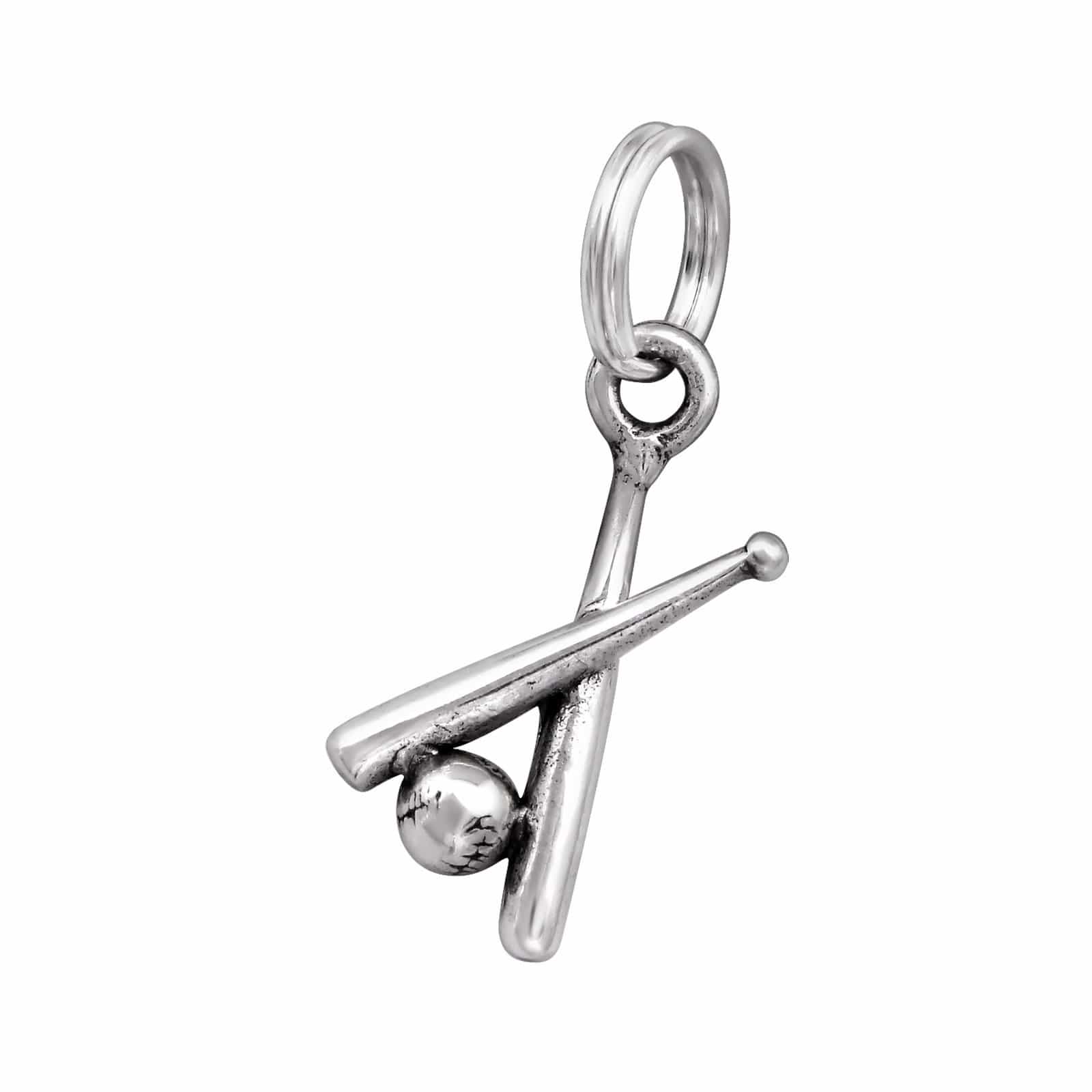 Silver Baseball Bat Charm