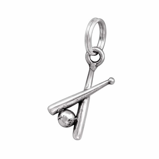 Silver Baseball Bat Charm