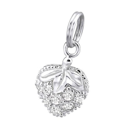Silver Strawberry Charm