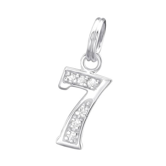 Silver Number 7 Charm
