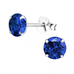 Silver Birthstone Stud Earrings