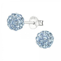 Silver Crystal Ball Stud Earrings