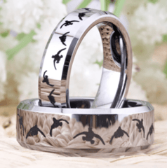 Silver Animal Engraved Ring for Couple