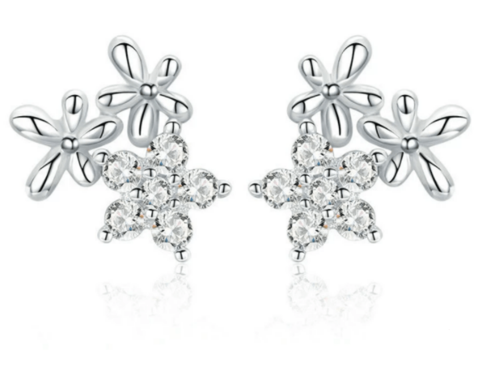 Silver Gypsophila Flower Earrings