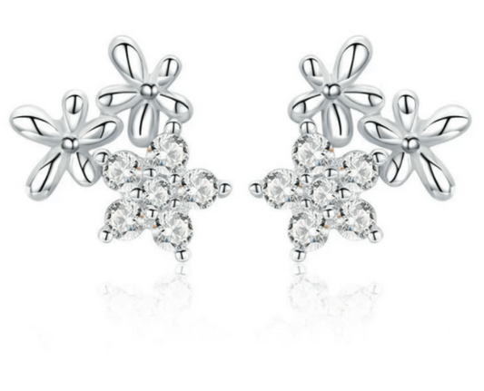 Silver Gypsophila Flower Earrings