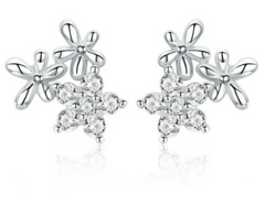 Silver Gypsophila Flower Earrings