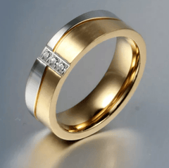 Steel Gold Wedding Engagement Ring for Couple