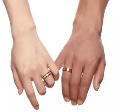 Steel Rose Gold Wedding Engagement Ring for Couple