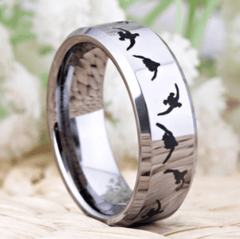 Silver Animal Engraved Ring for Couple