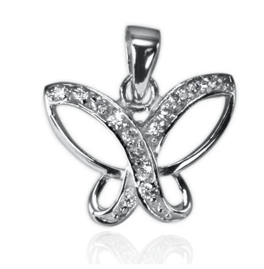 Silver Butterfly CZ Pendant