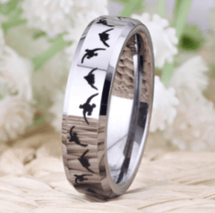 Silver Animal Engraved Ring for Couple