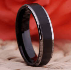 Silver Black Wedding Engagement Ring for Couple