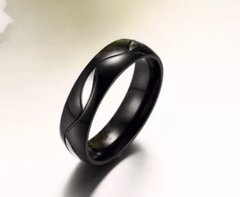 Steel Black CZ Evil Eye Wedding Engagement Ring for Couple