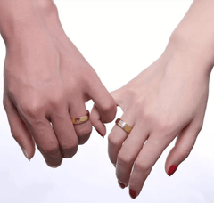 Steel Gold Wedding Engagement Ring for Couple