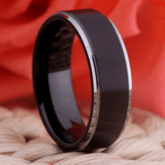 Silver Black Wedding Engagement Ring for Couple