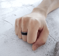 Steel Black Center Spinner Wedding Engagement Ring for Couple