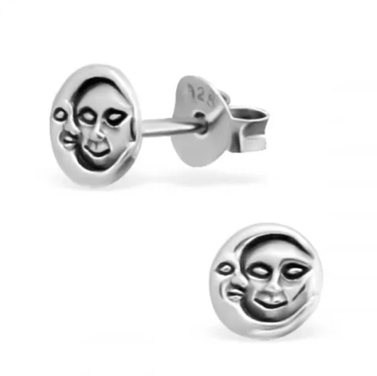 Silver Face Stud Earrings
