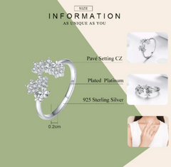 Silver Adjustable Flower Ring