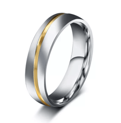 Steel Gold Line CZ Wedding Engagement Ring for Couple