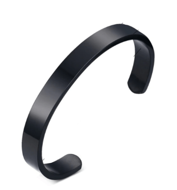Black Personalised Custom Engraved Cuff Bracelets
