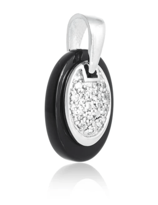 Silver Cubic Zirconia  Oval Pendant Necklace for Women