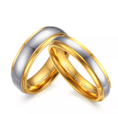 Gold Wedding Band Tungsten Ring