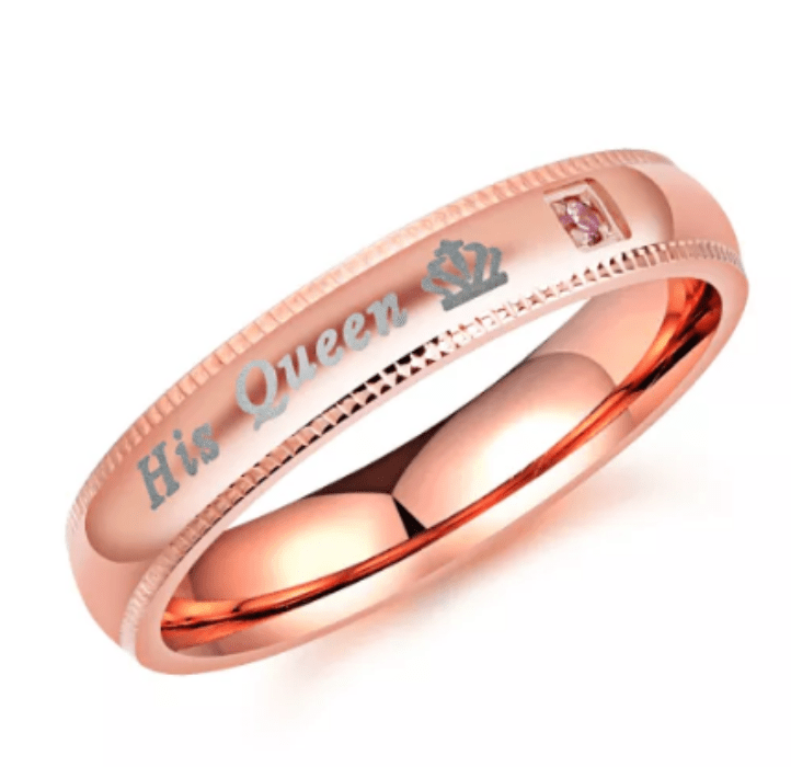 Steel Rose Gold Promise wedding Ring for Couple