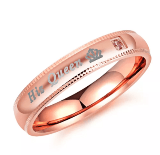 Steel Rose Gold Promise wedding Ring for Couple
