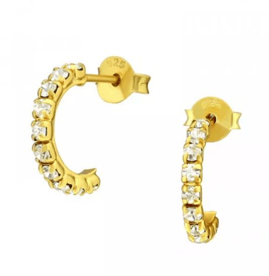 Silver Crystal Hoops Ear Studs