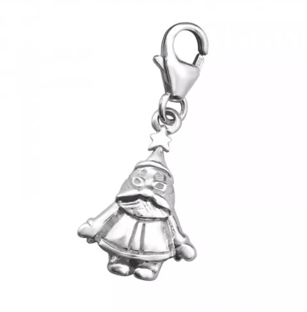 Silver Santa Claus Clip on Charm