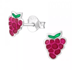 Kids Silver Grape Stud Earrings