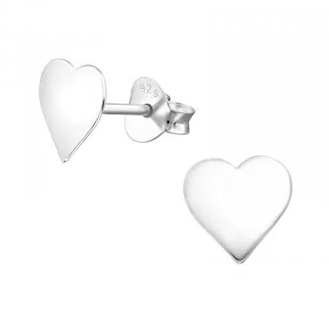 Silver Heart Stud Earrings