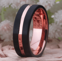 Rose Gold Black Tungsten Ring
