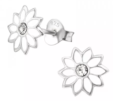 Kids Silver Flower Stud Earrings