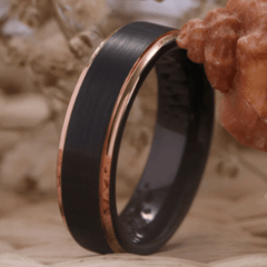 Rose Gold Black Couple Wedding Engagement Ring