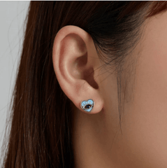 Silver Heart Devil Eye Earrings