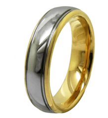 Golden Dome Groove Wedding Engagement Ring for Couple