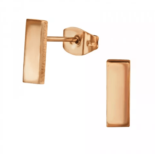 Rose Gold Surgical Steel Bar Stud Earrings