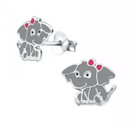 Kids Silver Elephant Stud Earrings