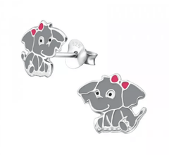 Kids Silver Elephant Stud Earrings