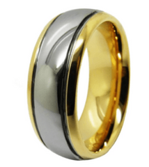 Golden Dome Groove Wedding Engagement Ring for Couple