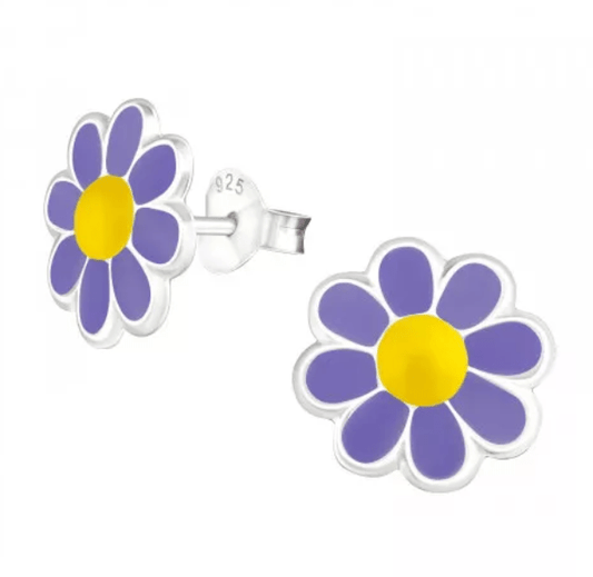 Kids Silver Flower Stud Earrings