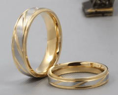 Steel Gold Wedding & Engagement Ring for Couple