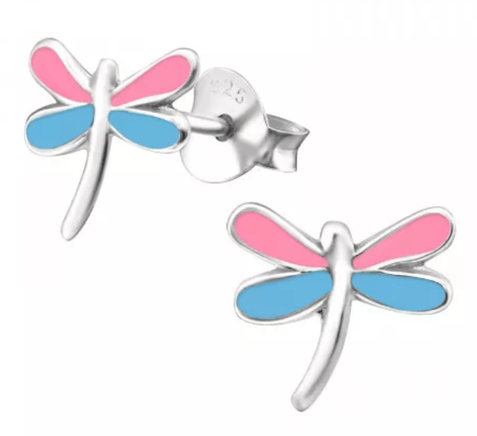 Kids Silver Dragonfly Stud Earrings