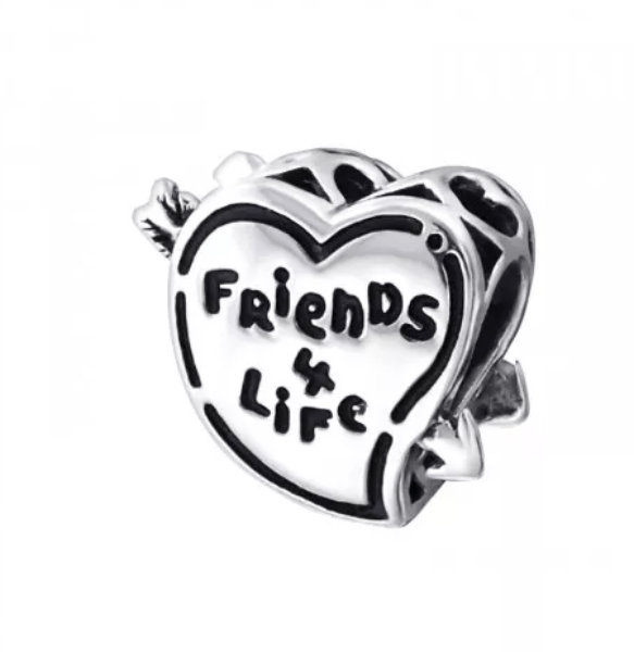 Silver Heart Friends Bead