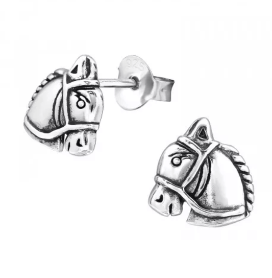 Silver Horse Ear Studs