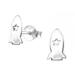 Kids Silver Rocket Stud Earrings