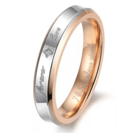 Steel Black Forever Love Wedding Engagement Ring for Couple