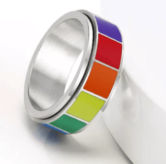 Steel Rainbow Spinner Ring
