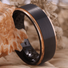 Rose Gold Black Couple Wedding Engagement Ring